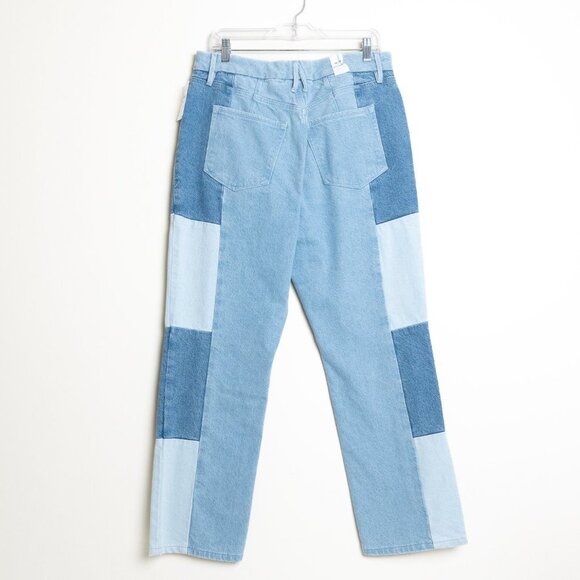 Good American Patchwork Jeans Good Icon Relaxed Straight Ankle Size 14/ US 32 - Picture 4 of 14